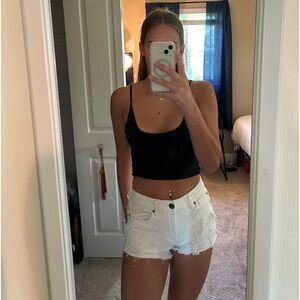 American Eagle white denim stretch shorts